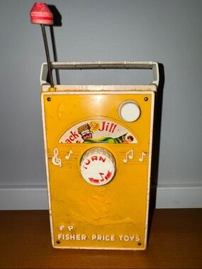 Fisher-Price Antique Yellow Jack and Jill Portable Toy Radio EUC